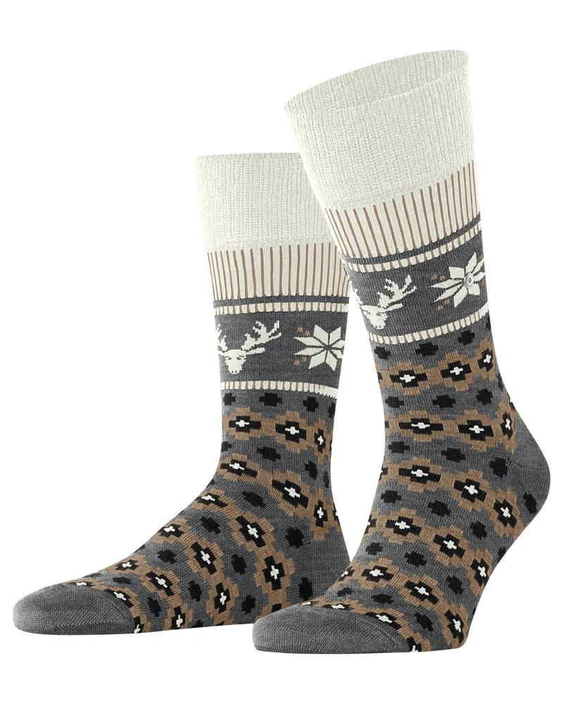 Burlington Socken aus einem Schurwollmix mit Fair Isle Muster in Grau