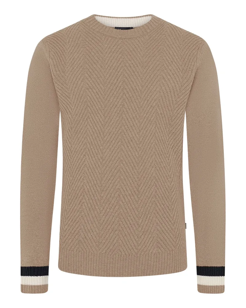 Maerz Pullover aus Merinowolle mit Fischgrät-Webmuster in Beige