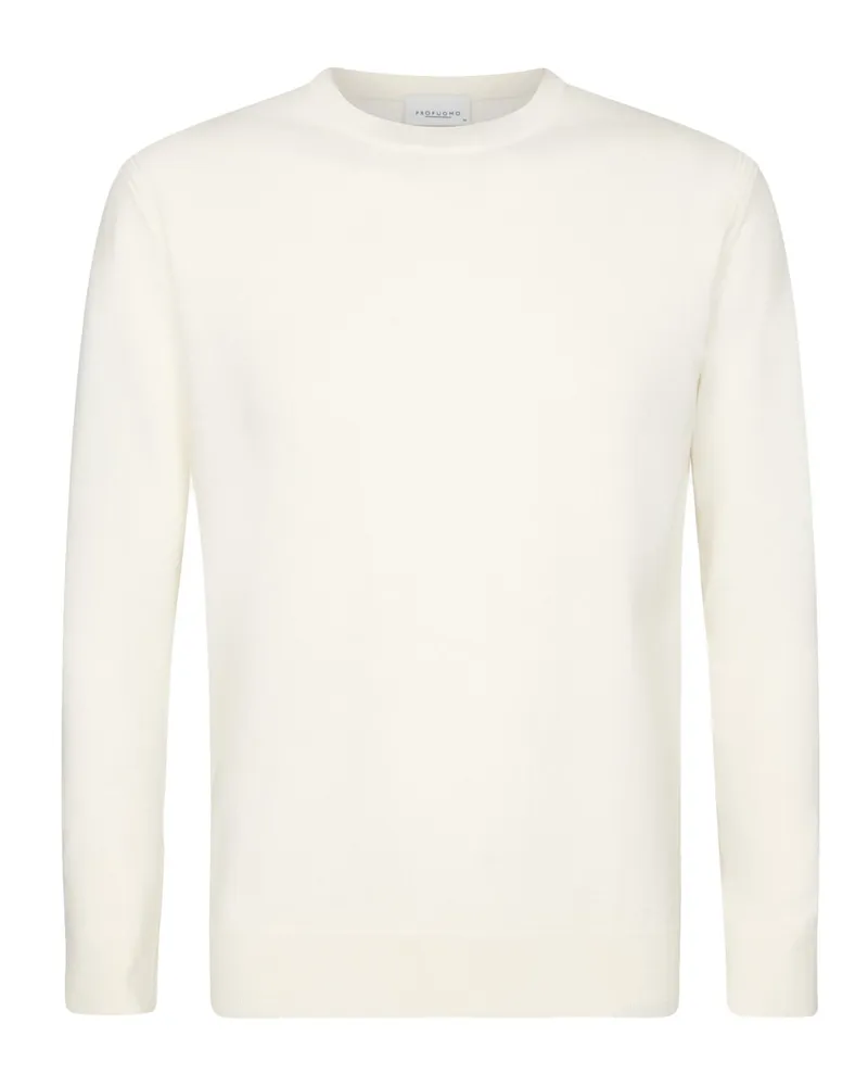 Profuomo Leichter und softer Rundhalspullover mit Modal-Anteil in Offwhite