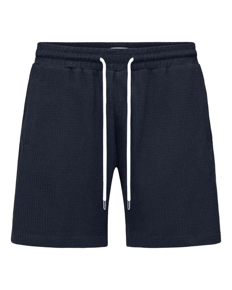 Drykorn Softe Bermudashorts Brikko mit Waffelstruktur in Marine