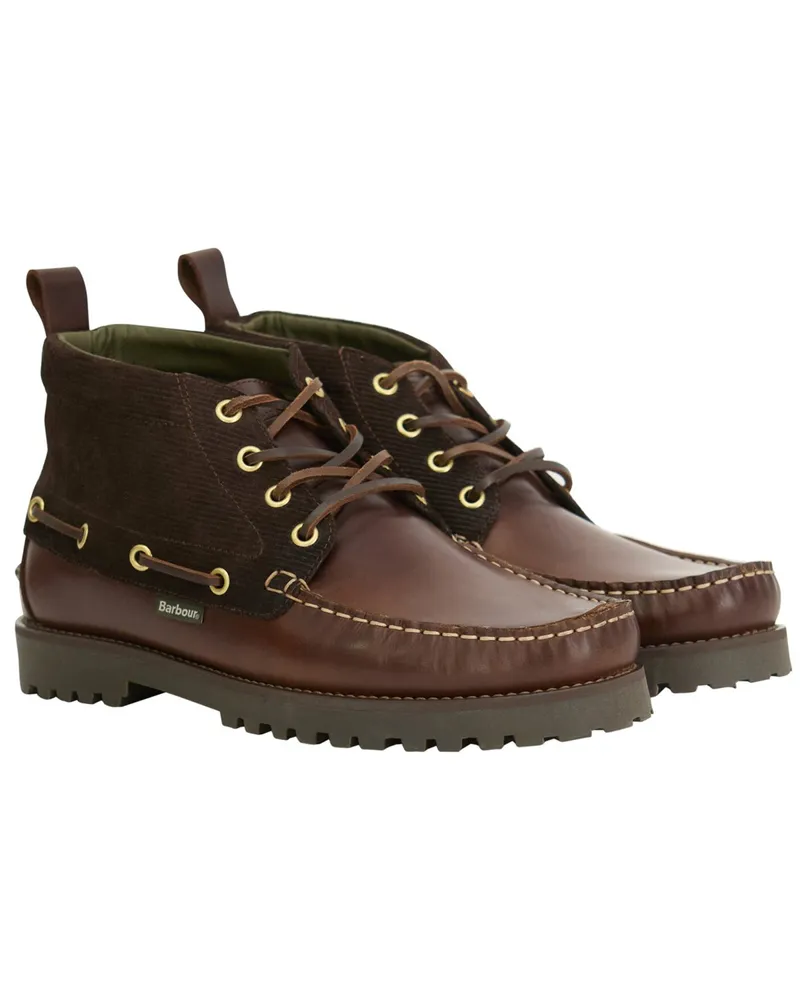 Barbour Chukka Boots aus Leder mit Cordakzenten in Dunkelbraun
