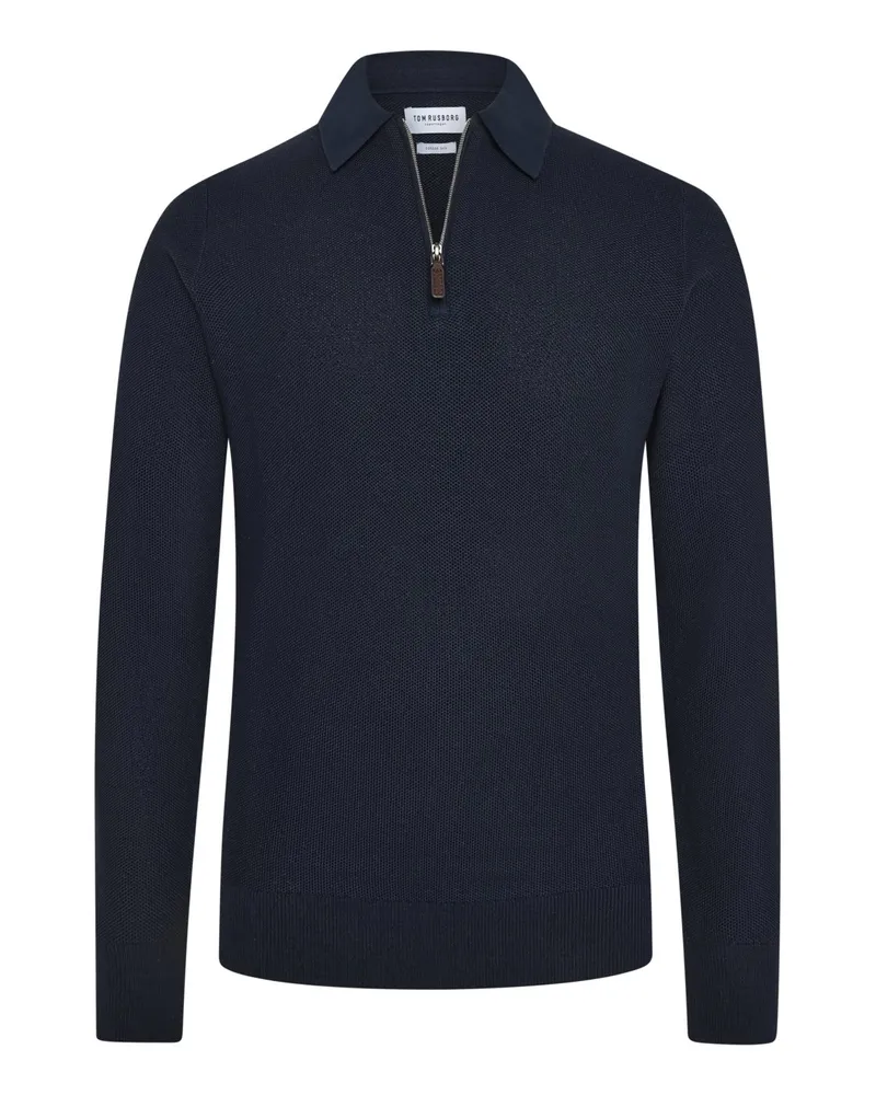 Tom Rusborg Troyer mit Umlegekragen und Seidenanteil in Marine