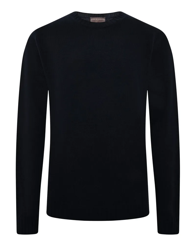 Filippo de Laurentiis Softer Pullover aus einem Merino-Kaschmir-Mix mit O-Neck in Marine