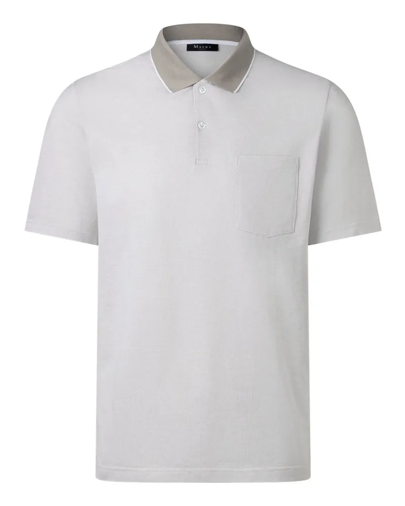 Maerz Softes Piqué-Poloshirt aus mercerisierter Baumwolle mit Kontrastkragen in Beige