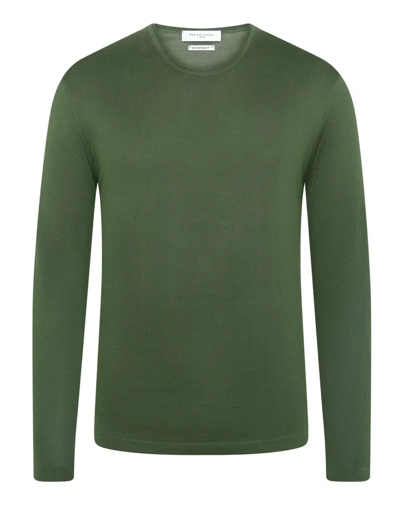 Daniele Fiesoli Softer Rundhalspullover aus ägyptischer Baumwolle in Oliv