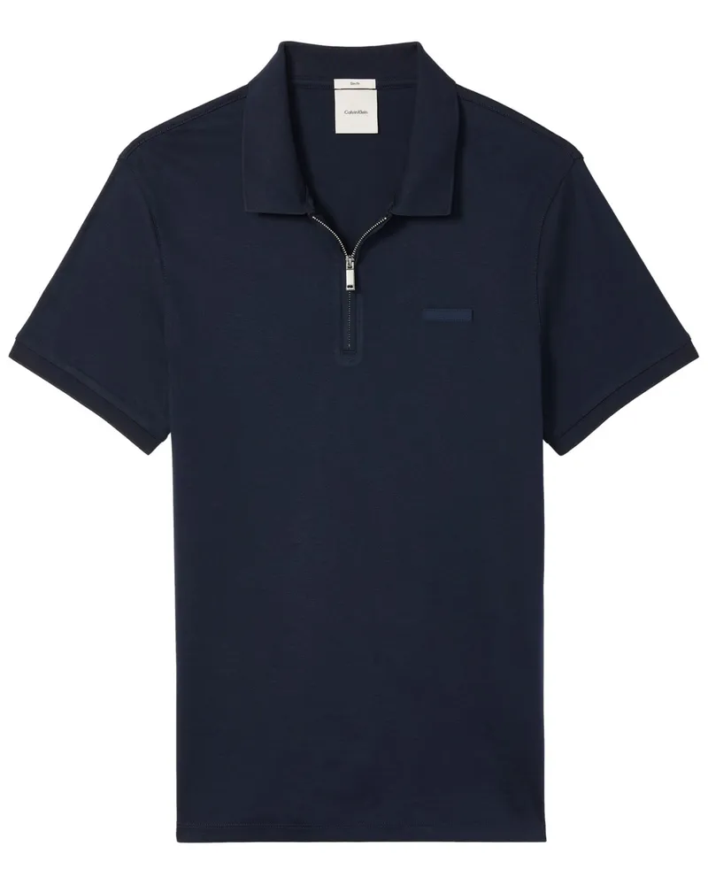 Calvin Klein Softes Poloshirt aus Supima Baumwolle mit Zip, Slim Fit in Marine