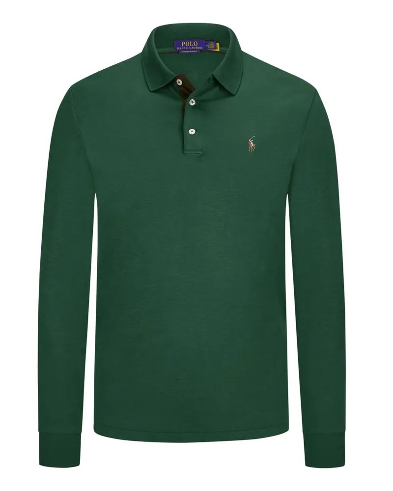 Ralph Lauren Langarm-Poloshirt in Jersey-Qualität, Custom Slim Fit in Grün