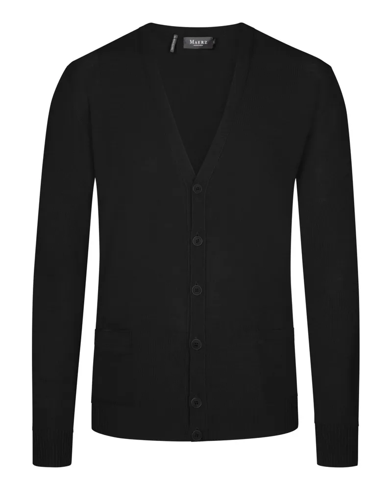 Maerz Gestrickter Cardigan in reiner Merinowolle in Schwarz