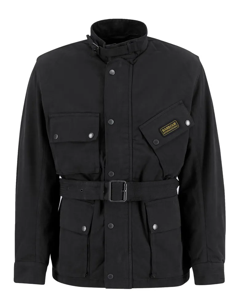 Barbour Fieldjacket A7 aus Baumwolle in Washed-Finish in Schwarz