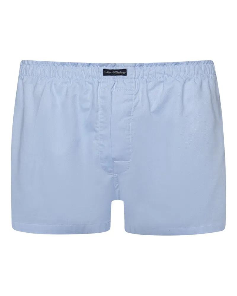 Tom Rusborg Unifarbene Boxershorts aus Baumwolle in Blau