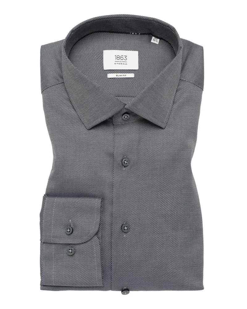 Eterna Hemd aus Baumwoll-Vollzwirn mit feinem Muster, Slim Fit in Anthrazit