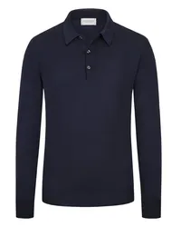 John Smedley Hochwertiges Langarm Poloshirt Marine