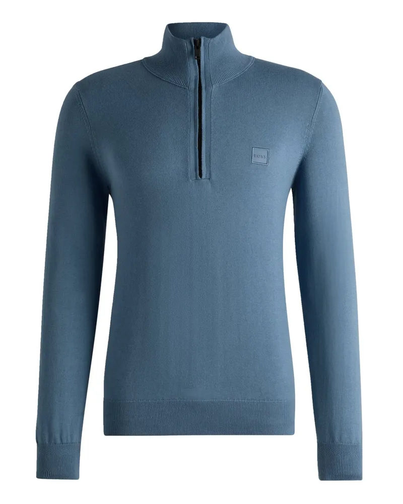 HUGO BOSS Strick-Troyer mit Kaschmiranteil und Label-Aufnäher in Hellblau