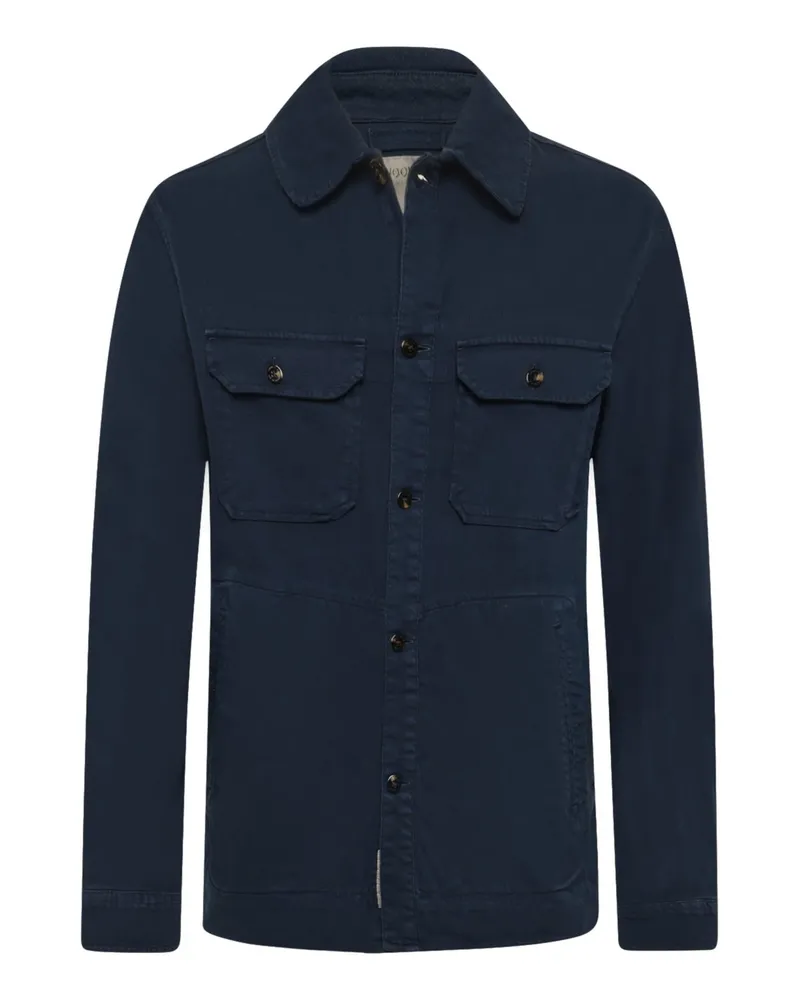 Woolrich Overshirt aus einem Baumwoll-Leinen-Mischgewebe in Marine
