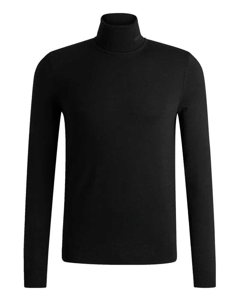HUGO BOSS Leichter Rollkragenpullover aus feiner Schurwolle in Schwarz