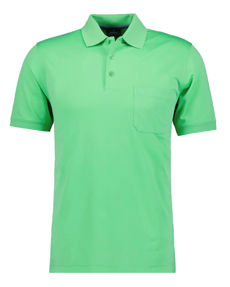 Ragman Glattes Poloshirt mit Brusttasche und Logo-Stickerei in Hellgrün