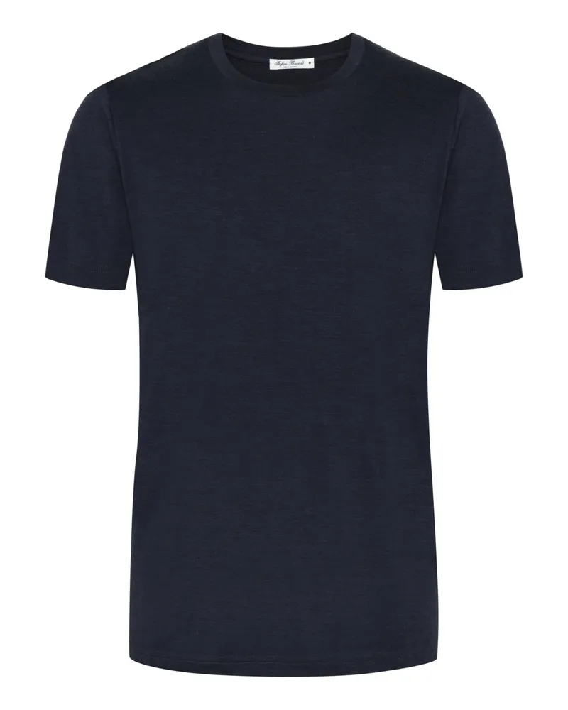 Stefan Brandt Glattes T-Shirt aus feiner Merinowolle in Marine
