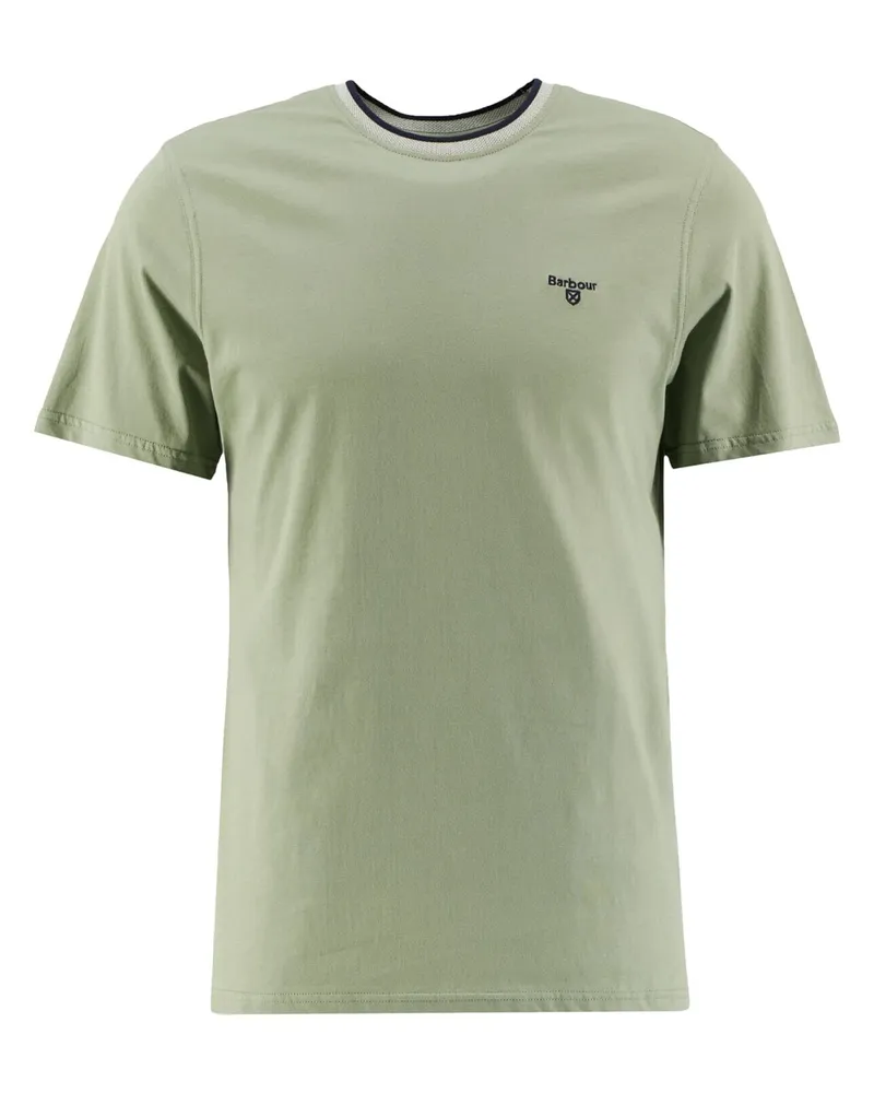 Barbour T-Shirt mit geripptem Kontrastkragen, Tailored Fit in Grün