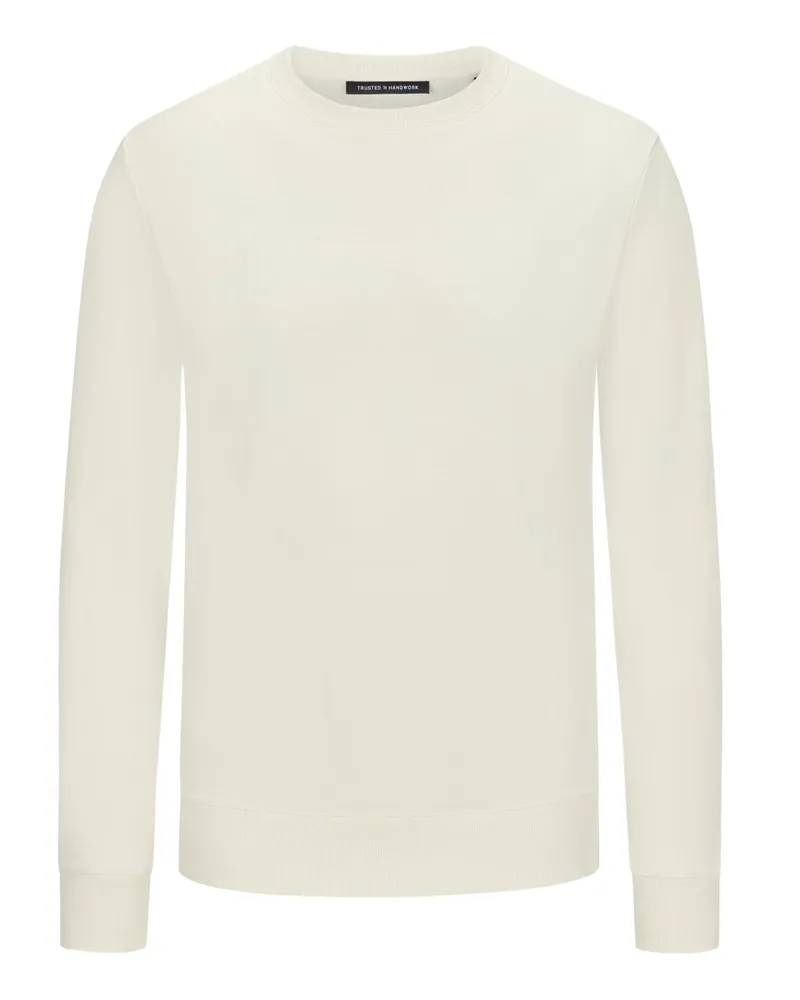 Trusted Handwork Unifarbenes Sweatshirt aus Pima-Baumwolle, Garment Dyed Offwhite