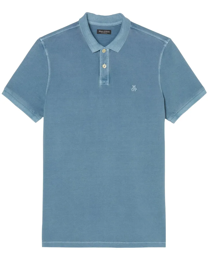 Marc O'Polo Poloshirt in Washed-Optik mit Label-Stickerei, Regular Fit in Denim