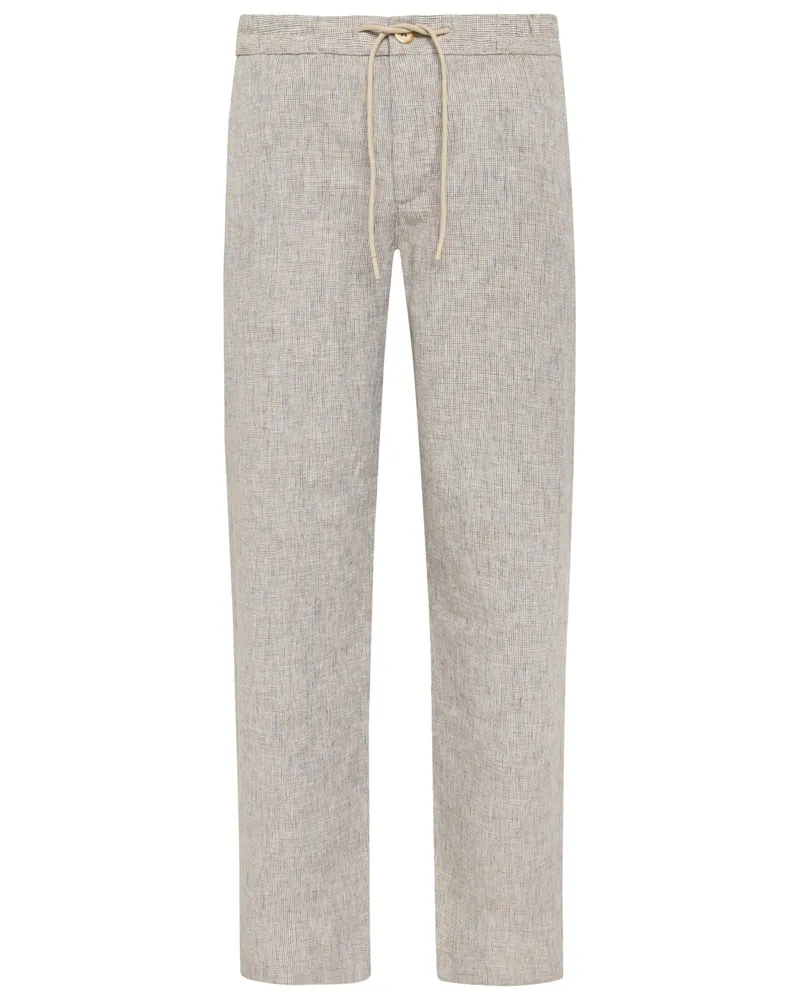 Alberto Sommerliche Joggpants mit Kordelzug aus einem Leinenmix in Beige