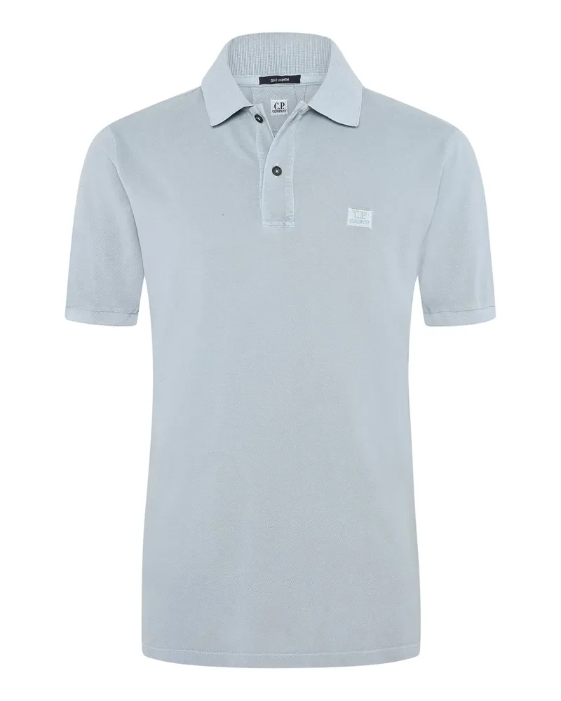 C.P. Company Garment Dyed gefärbtes Poloshirt mit Logo-Stickerei in Hellblau