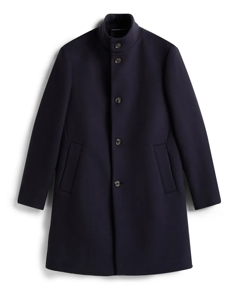 Tommy Hilfiger Kurzmantel aus einem Woll-Mix mit Stehkragen, Regular Fit in Marine