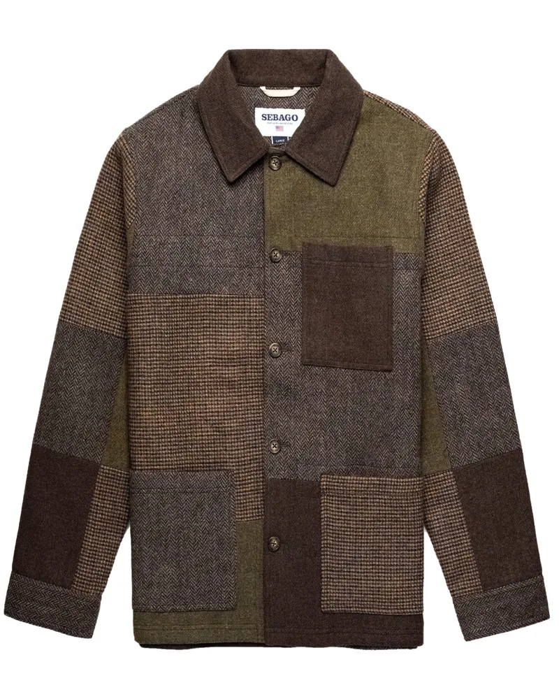 Sebago Gefüttertes Overshirt Dorr in Patchwork-Optik in Braun