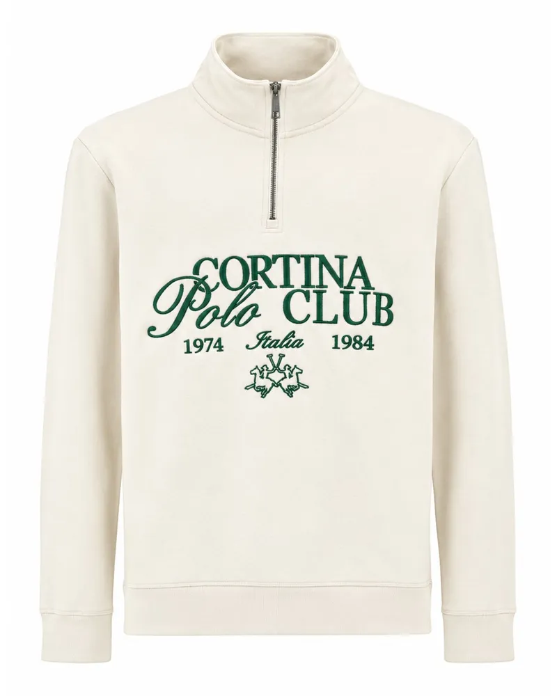 La Martina Sweat-Troyer Cortina aus  gebürsteter Baumwolle, Regular in Offwhite