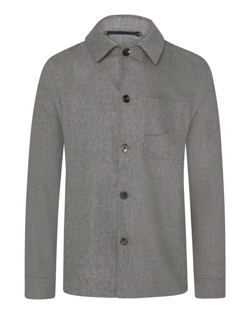 Jacob Cohën Overshirt aus einem elastischem Wollmix mit Brusttasche in Beige