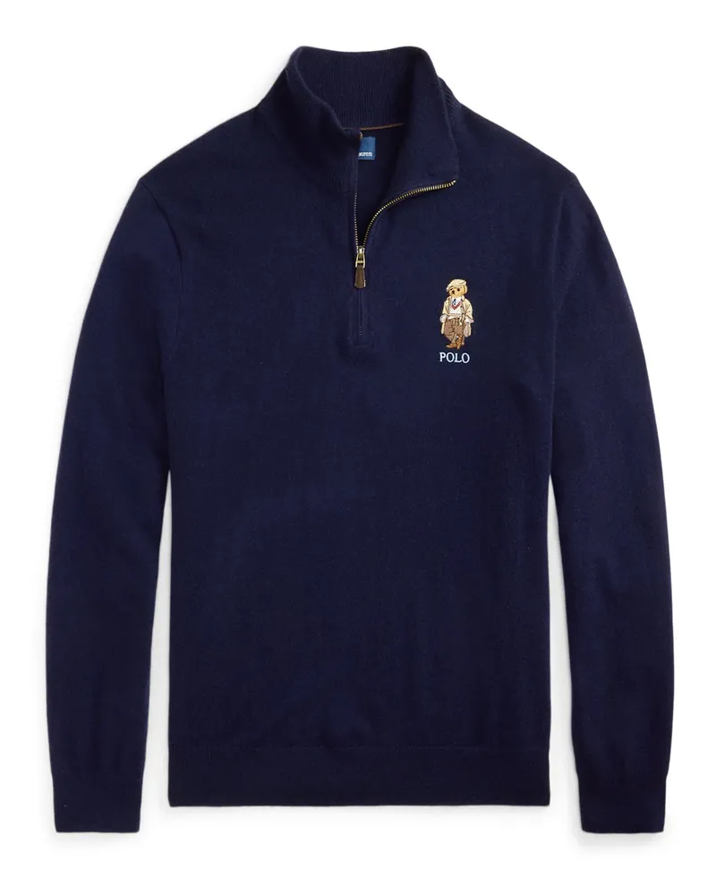 Ralph Lauren Strick-Troyer aus Wolle mit Polo-Bear-Aufnäher in Marine