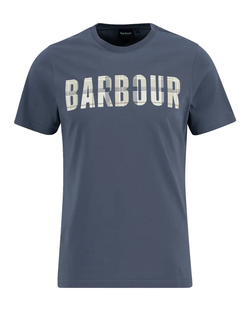 Barbour T-Shirt aus Baumwolle mit Label-Print, Tailored Fit in Marine