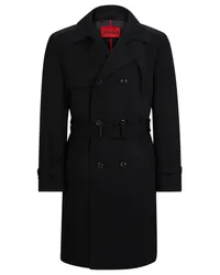 HUGO BOSS Wasserabweisender Trenchcoat aus einem Baumwollgemisch Schwarz