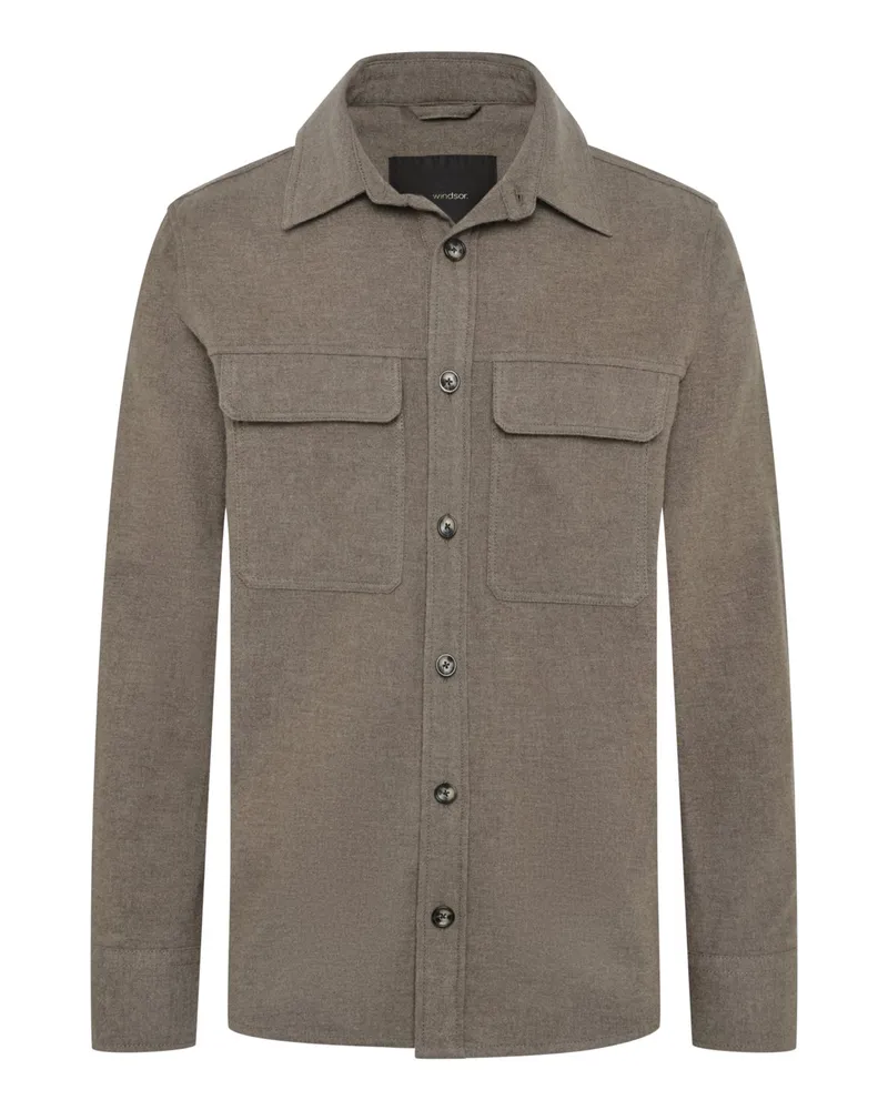 windsor. Overshirt Otranto aus Schurwolle mit Hemdkragen, Regular Fit in Braun