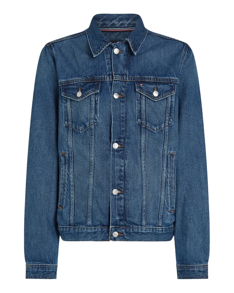 Tommy Hilfiger Klassische Jeansjacke mit Brusttaschen in Washed-Optik in Denim