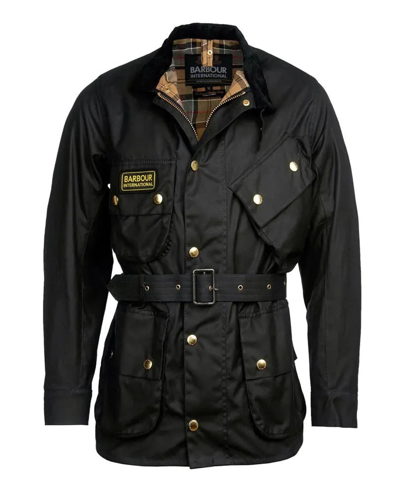 Barbour Wachsjacke International Original im Biker-Look in Schwarz