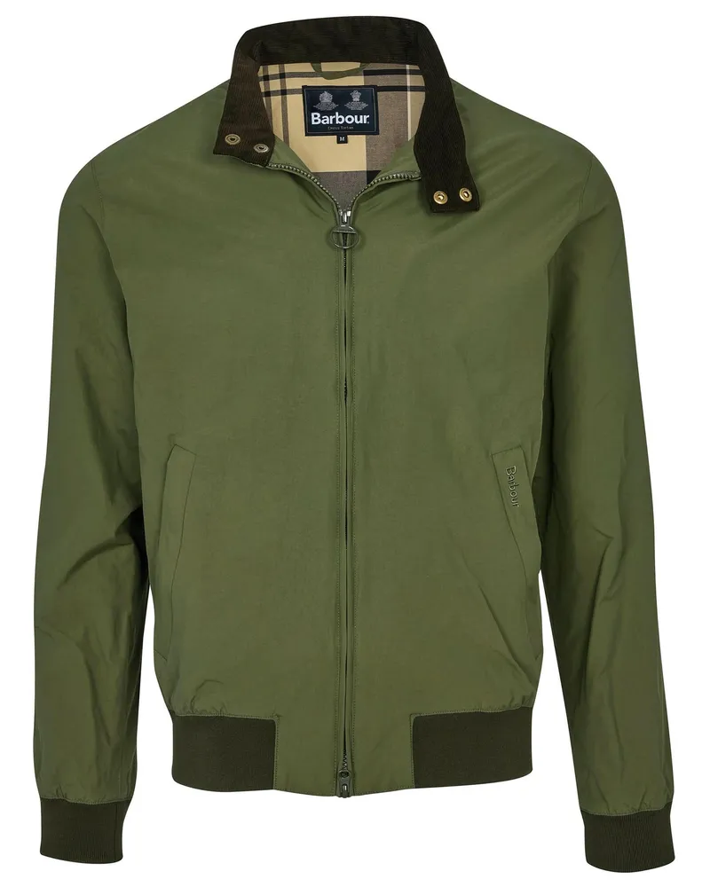 Barbour Leichte Übergangsjacke mit Mesh-Einsätzen und Rippstrick-Abschlüssen in Grün