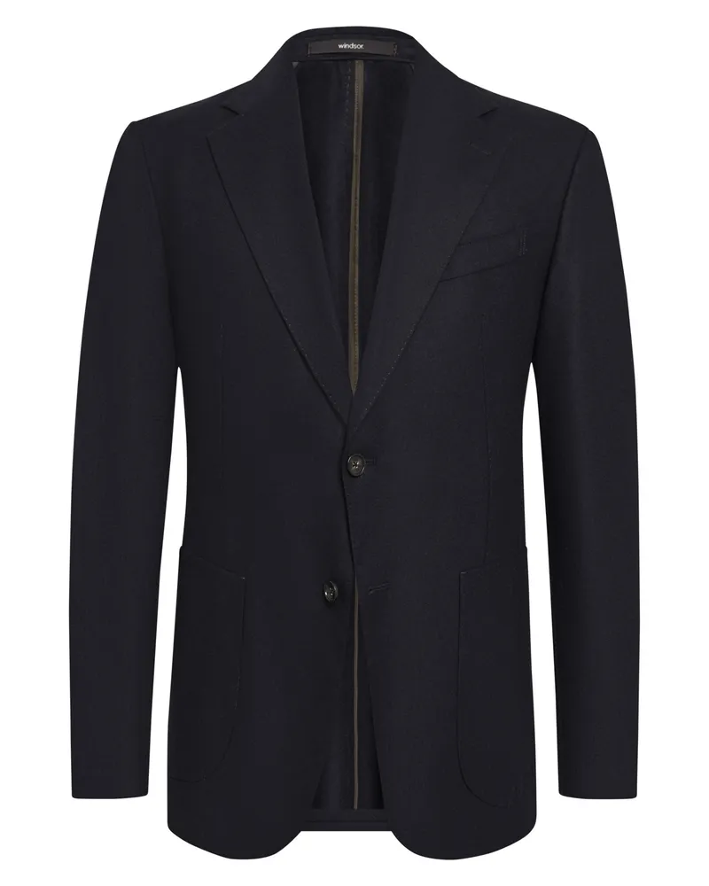 windsor. Ungefüttertes Anzugsakko aus Reda-Flanell mit Stretch, Shaped Fit in Marine