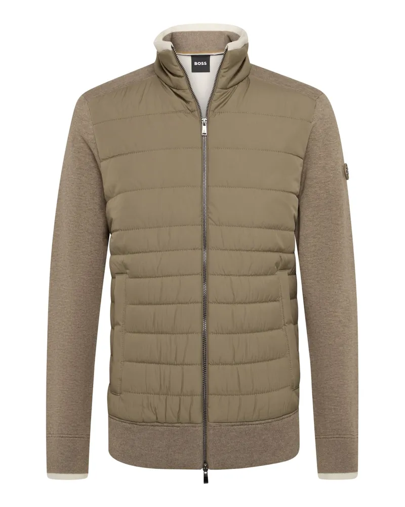 HUGO BOSS Gesteppte Strickjacke H-Facente mit Watteriung, Regular in Beige