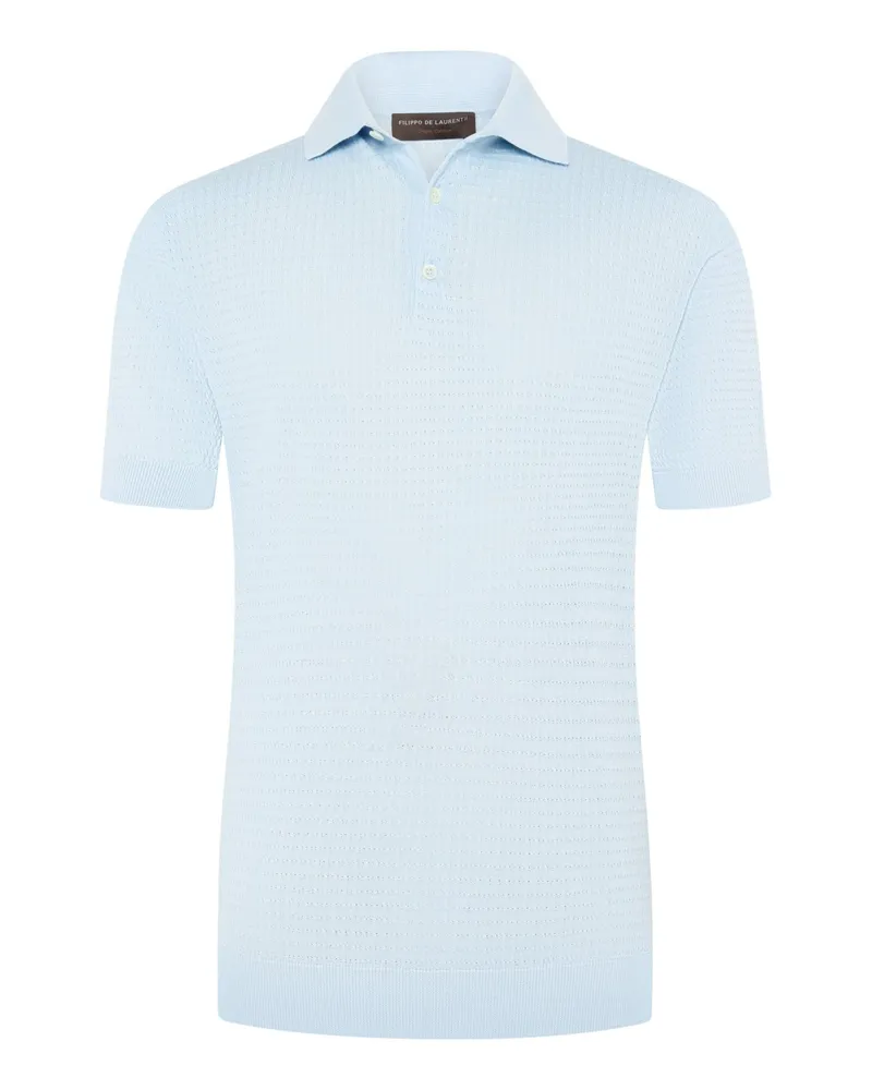 Filippo de Laurentiis Softes Poloshirt aus Baumwolle mit Waffelstruktur in Hellblau