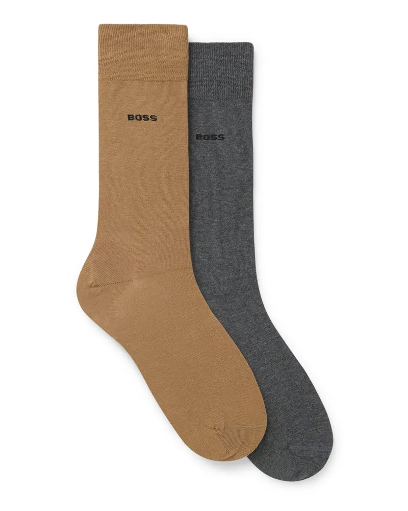 HUGO BOSS 2er-Pack Socken aus zweifarbigem Baumwoll-Mix in Beige