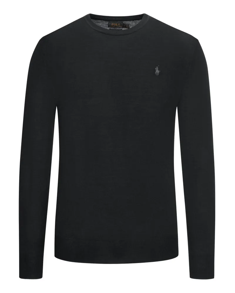 Ralph Lauren Leichter Pullover aus Merinowolle, Slim Fit in Schwarz