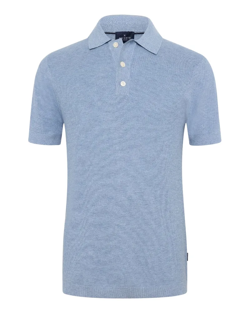 Hackett Strick-Poloshirt mit Struktur und Kaschmiranteil in Hellblau