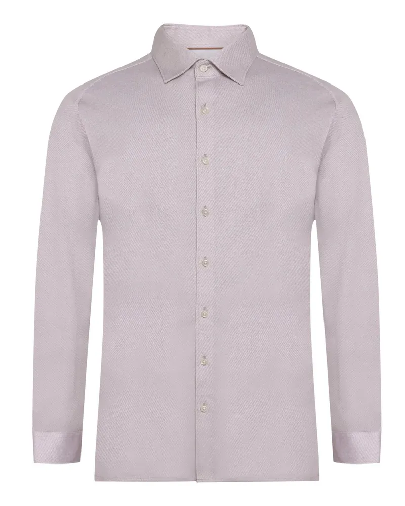 DESOTO Unifarbenes Jersey-Hemd aus Baumwolle mit Kentkragen in Beige