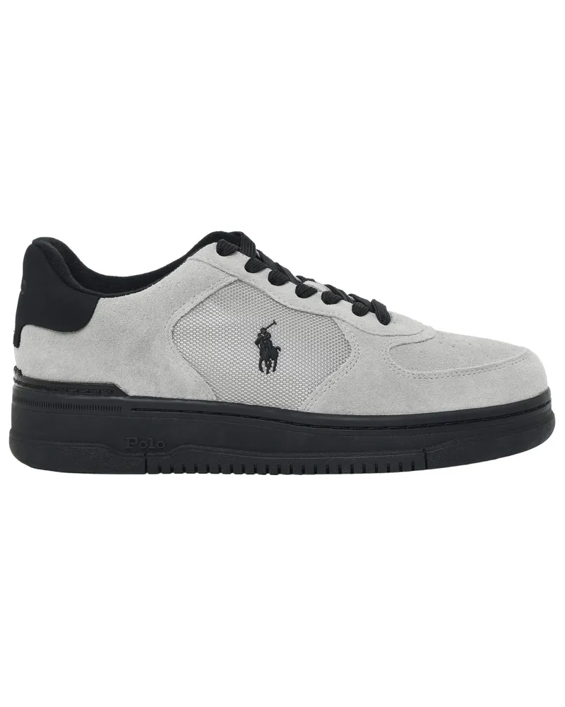 Ralph Lauren Wildleder-Sneaker mit Mesh- und Kontrast-Details in Grau