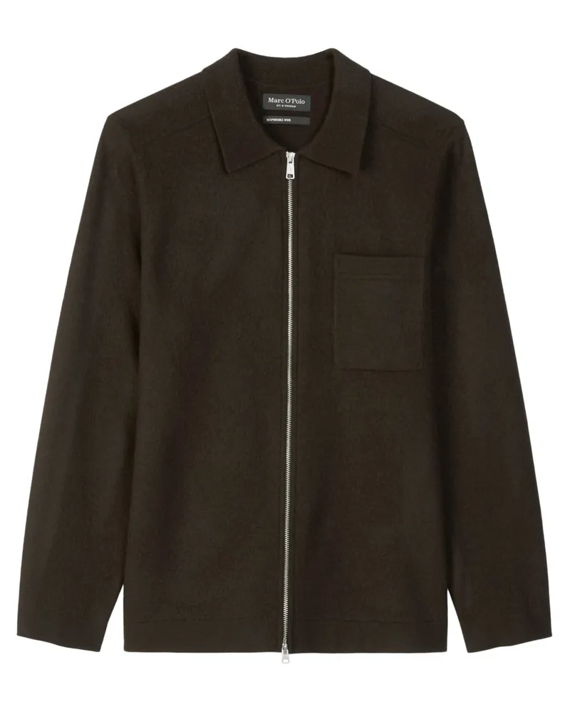Marc O'Polo Overshirt in Boiled-Wool-Optik mit Brusttasche, Regular Fit in Braun