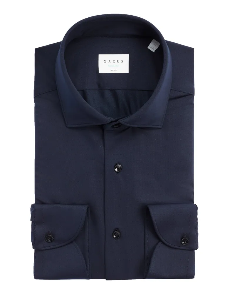XACUS Leichtes Jerseyhemd mit 3D-Stretch, Tailor Fit in Marine