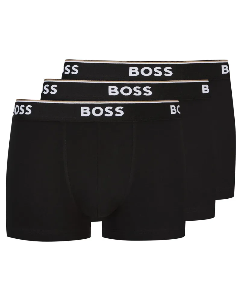 HUGO BOSS 3er Pack unifarbene Boxer Trunks mit Stretchanteil in Schwarz