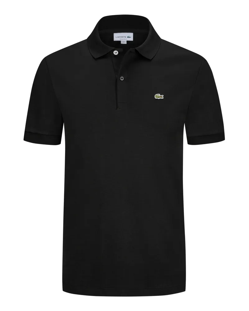 Lacoste Glattes Poloshirt mit Krokodil-Aufnäher, Regular Fit in Schwarz