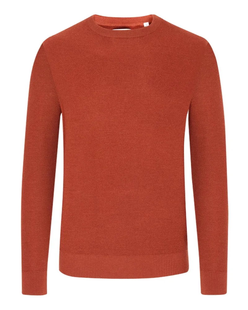 Tom Rusborg Softer Pullover aus Merinowolle mit O-Neck und Kaschmiranteil in Rostrot